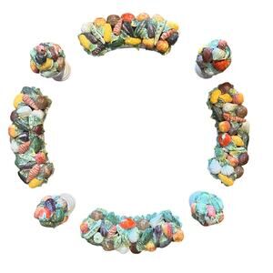 Vintage Large Italian Majolica Vegetable Topiary Centerpiece Ring 8 Piece Set